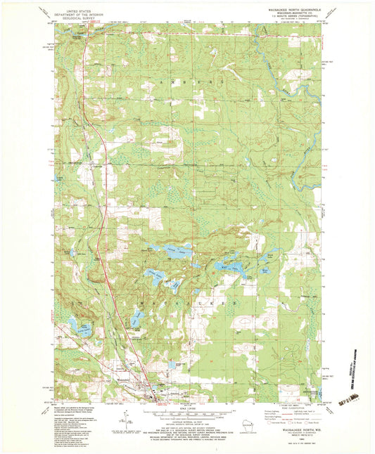 Classic USGS Wausaukee North Wisconsin 7.5'x7.5' Topo Map Image