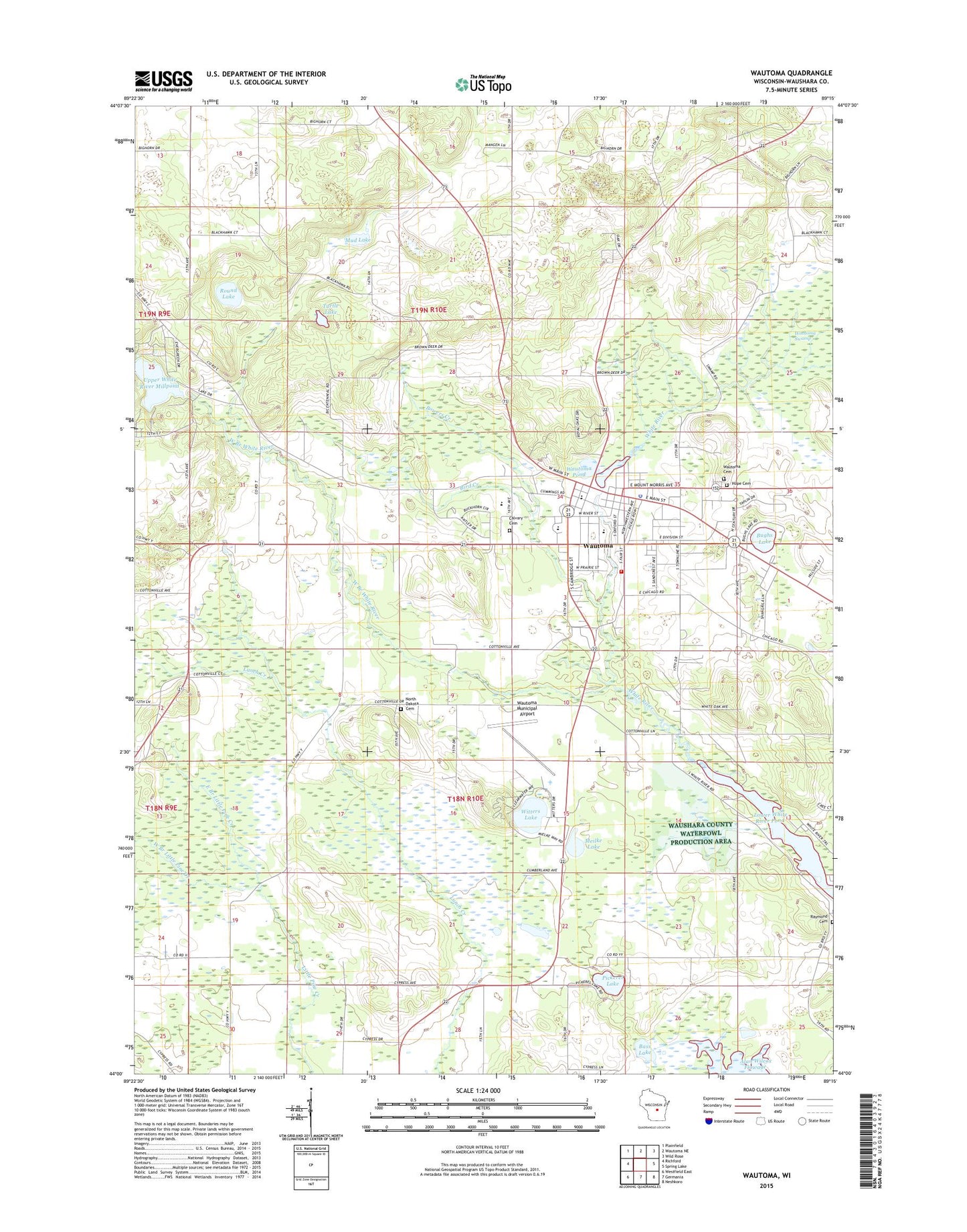 Wautoma Wisconsin US Topo Map Image