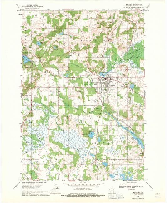 Classic USGS Wautoma Wisconsin 7.5'x7.5' Topo Map Image