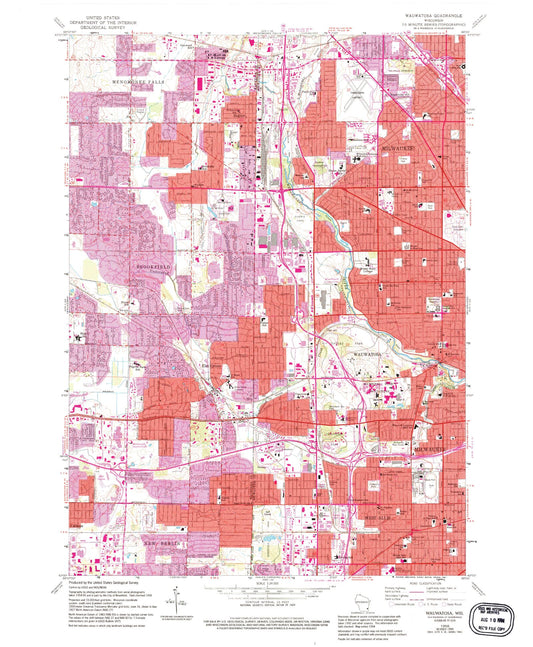Classic USGS Wauwatosa Wisconsin 7.5'x7.5' Topo Map Image