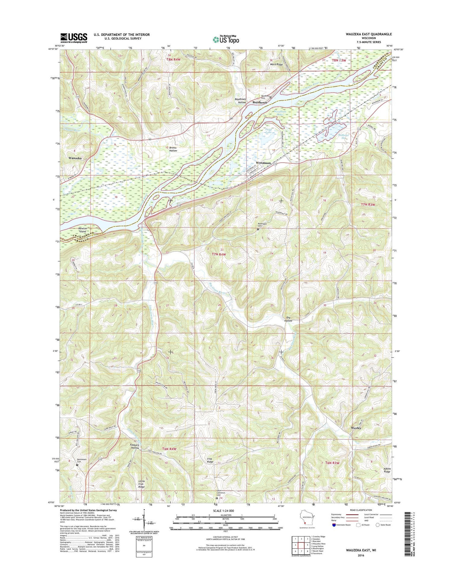 Wauzeka East Wisconsin US Topo Map Image