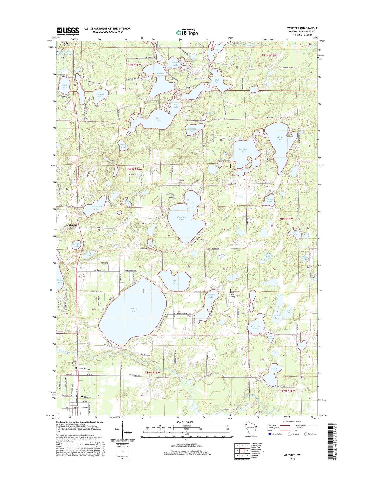 Webster Wisconsin US Topo Map Image
