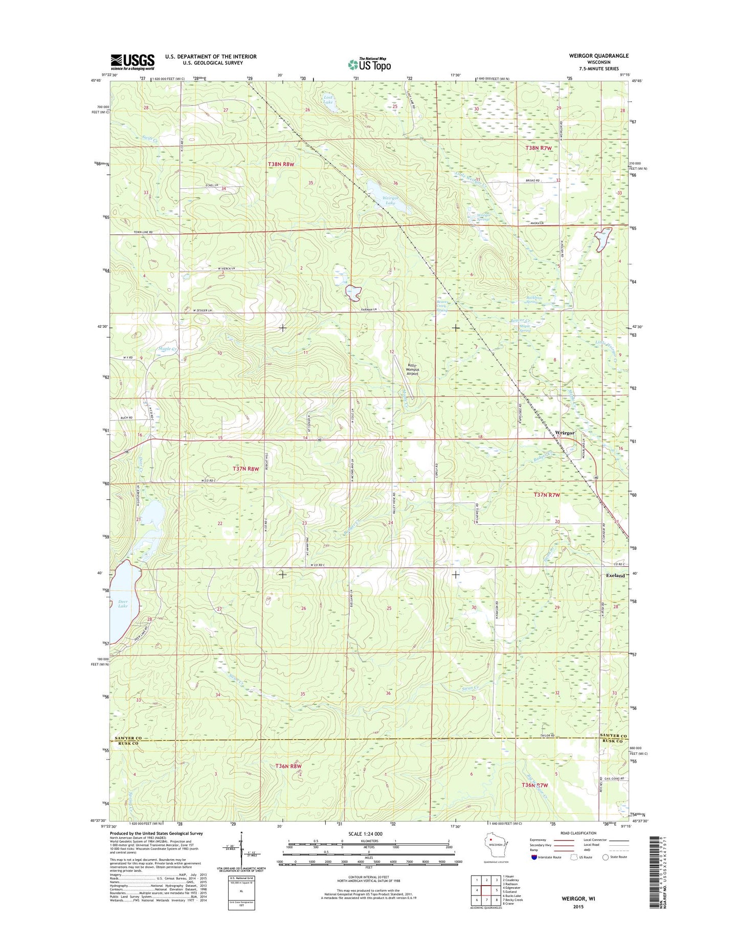 Weirgor Wisconsin US Topo Map Image