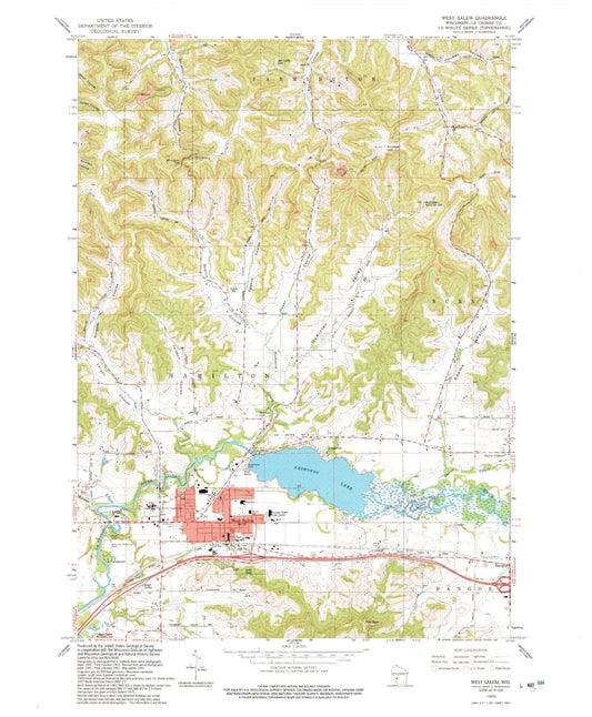Classic USGS West Salem Wisconsin 7.5'x7.5' Topo Map Image