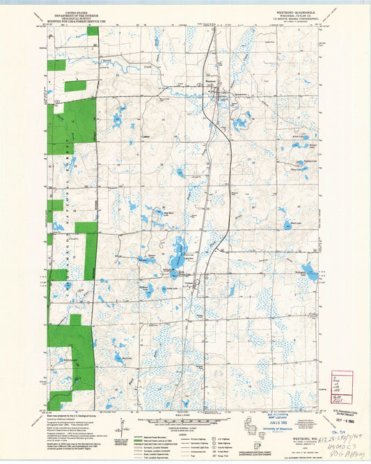 Classic USGS Westboro Wisconsin 7.5'x7.5' Topo Map Image