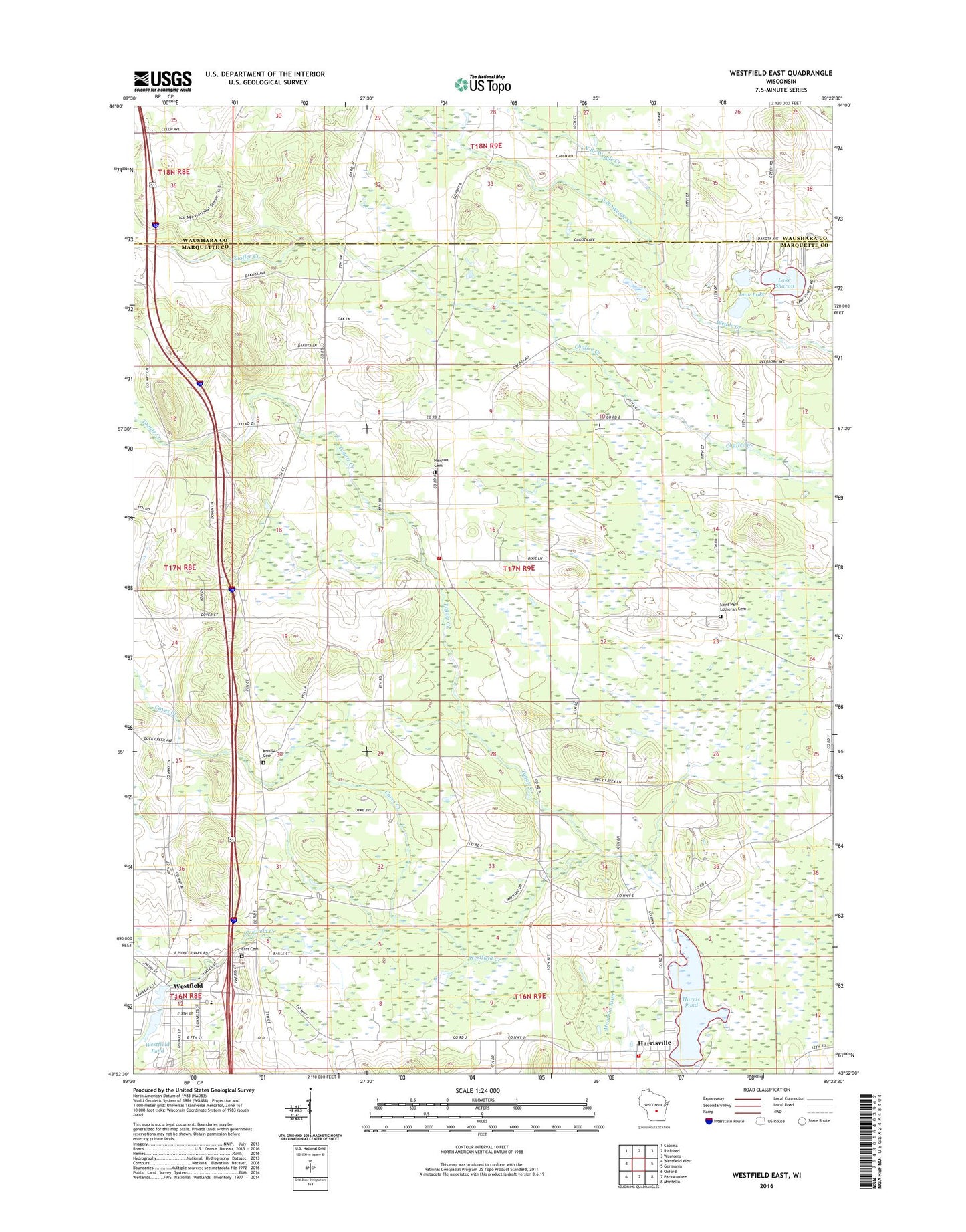 Westfield East Wisconsin US Topo Map Image