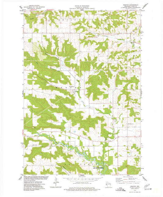Classic USGS Weston Wisconsin 7.5'x7.5' Topo Map Image