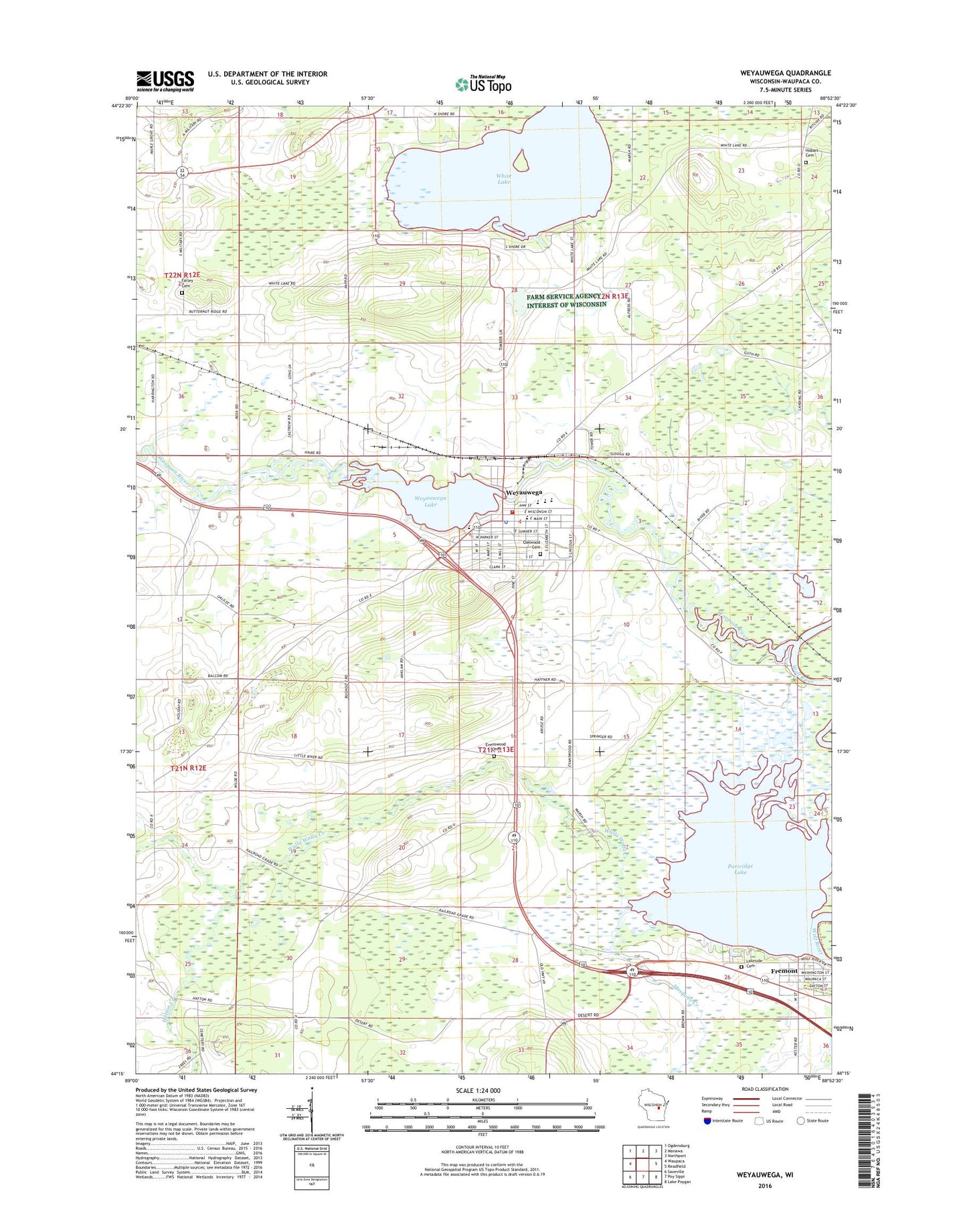 Weyauwega Wisconsin US Topo Map Image