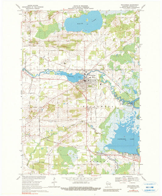 Classic USGS Weyauwega Wisconsin 7.5'x7.5' Topo Map Image