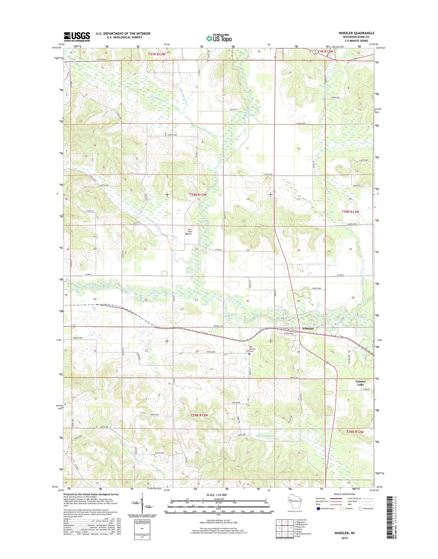 Wheeler Wisconsin US Topo Map Image