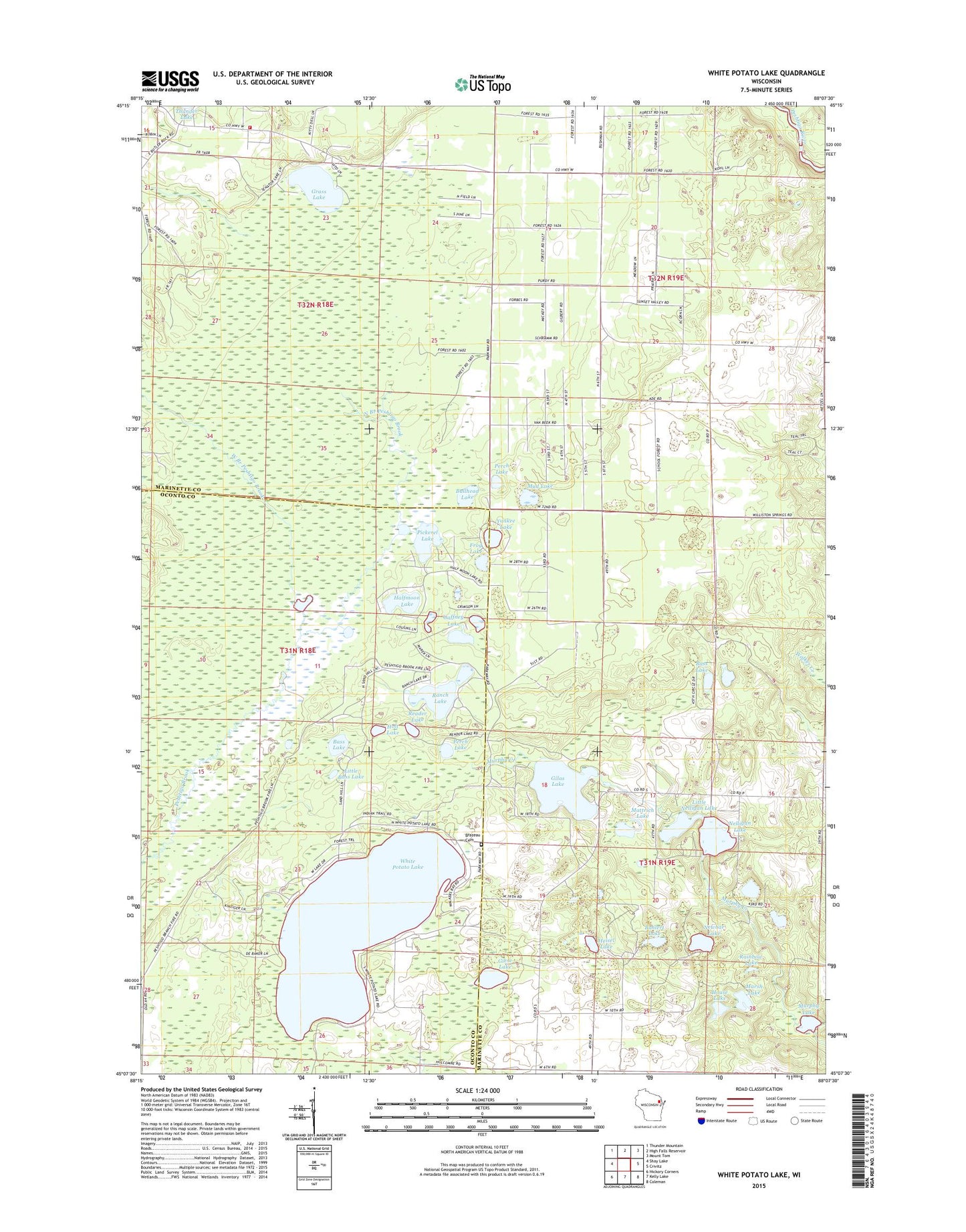 White Potato Lake Wisconsin US Topo Map Image