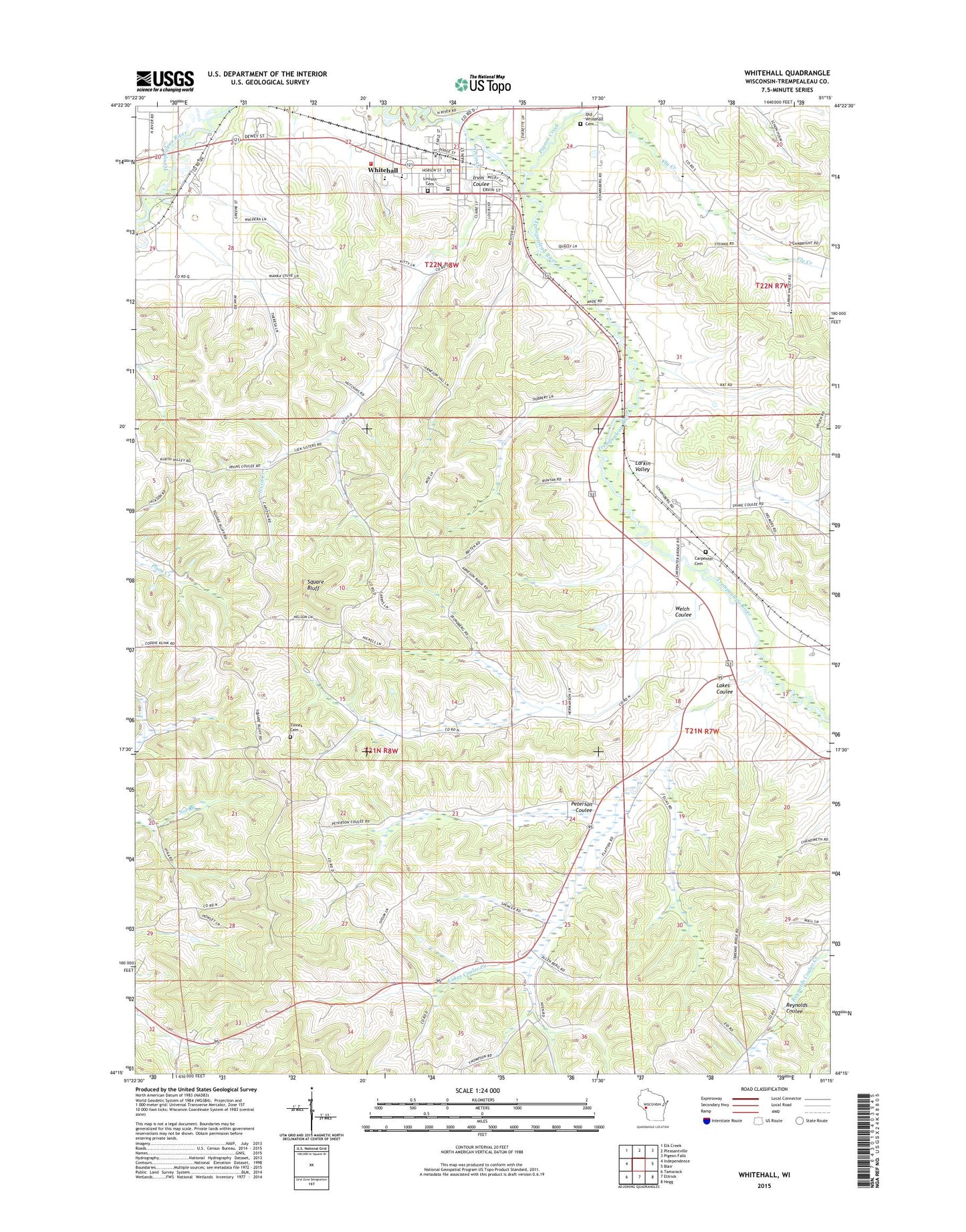 Whitehall Wisconsin US Topo Map Image