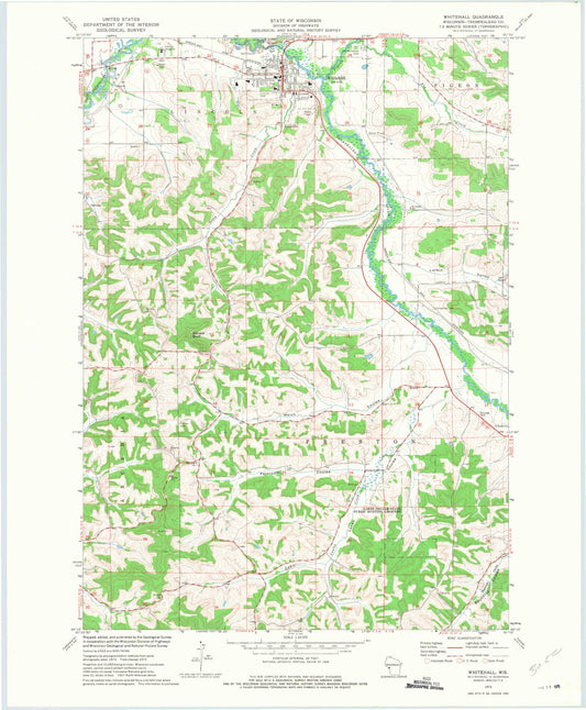 Classic USGS Whitehall Wisconsin 7.5'x7.5' Topo Map Image