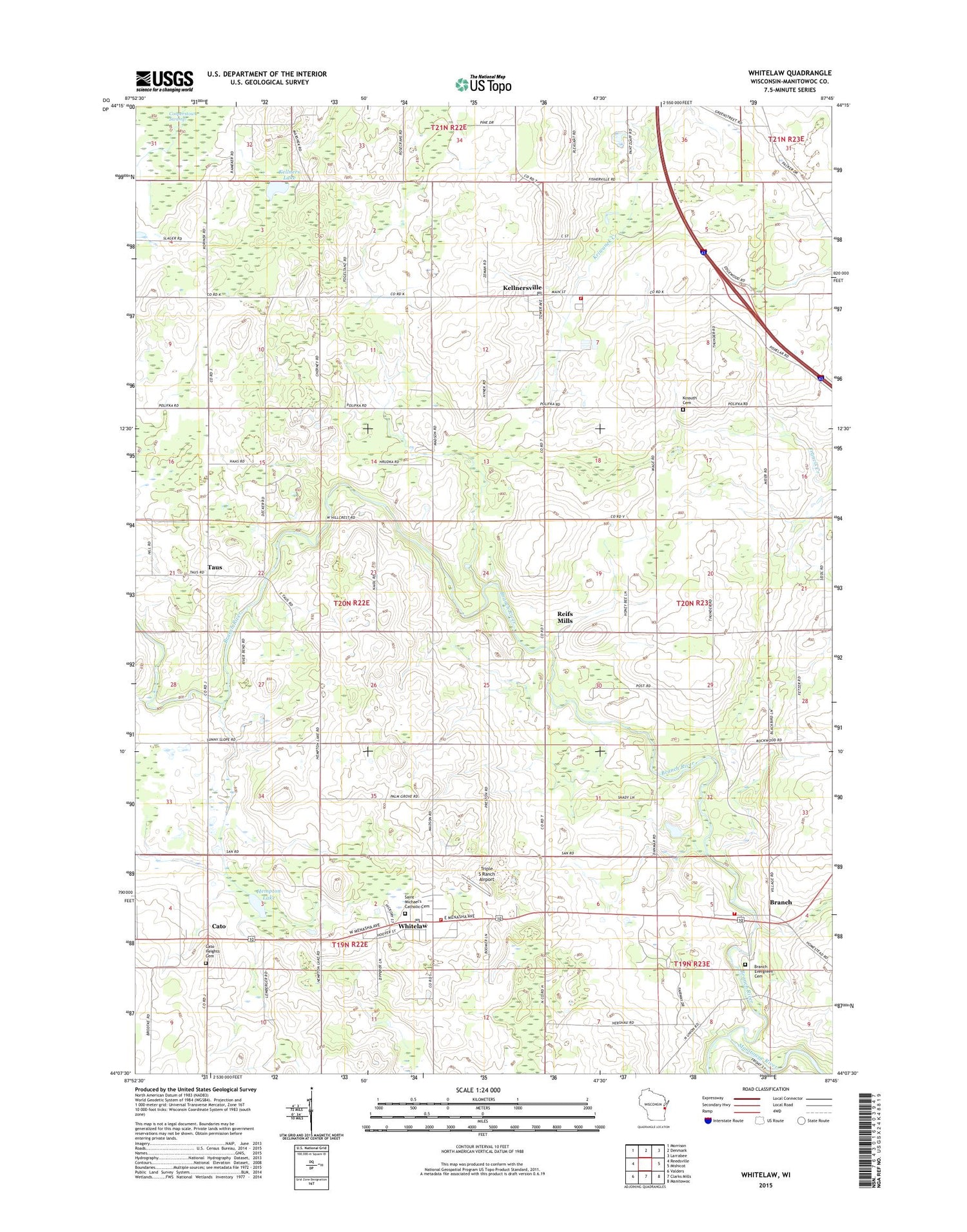 Whitelaw Wisconsin US Topo Map Image