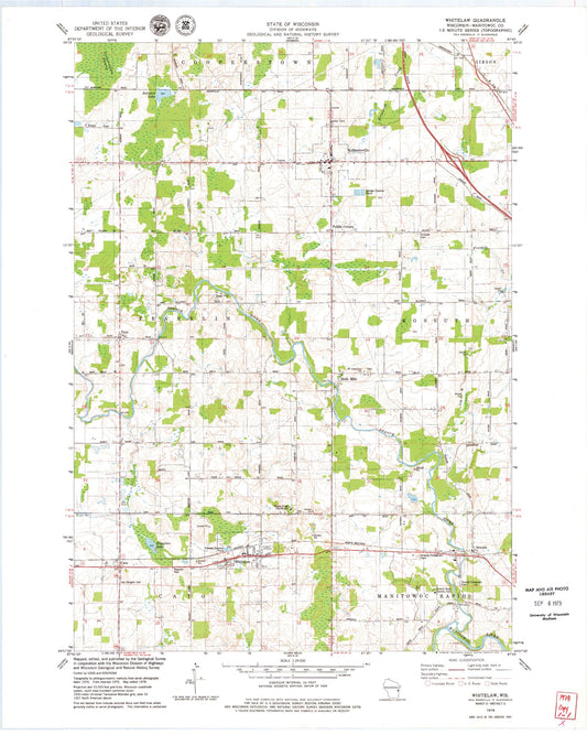 Classic USGS Whitelaw Wisconsin 7.5'x7.5' Topo Map Image