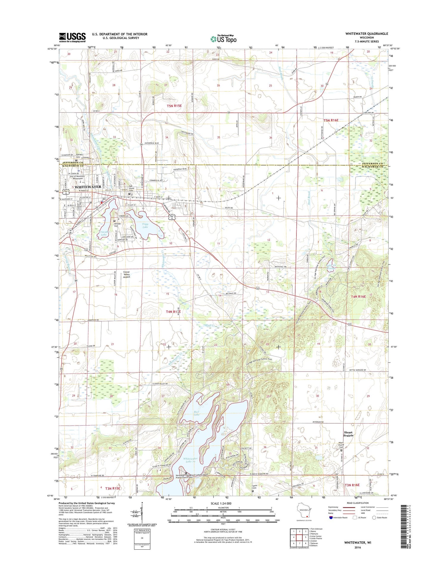 Whitewater Wisconsin US Topo Map Image