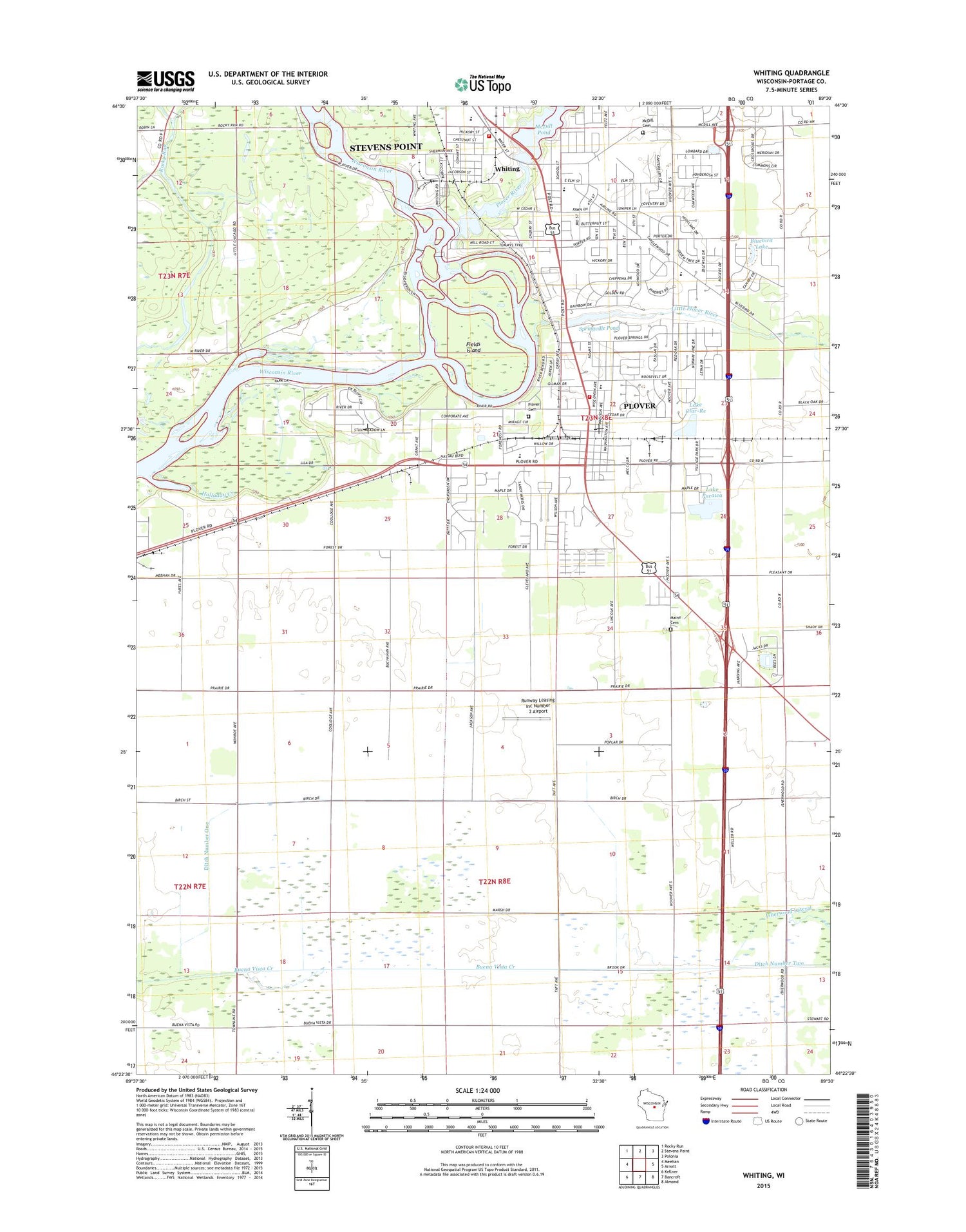 Whiting Wisconsin US Topo Map Image
