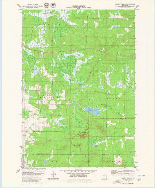 Classic USGS Wildcat Mound Wisconsin 7.5'x7.5' Topo Map Image