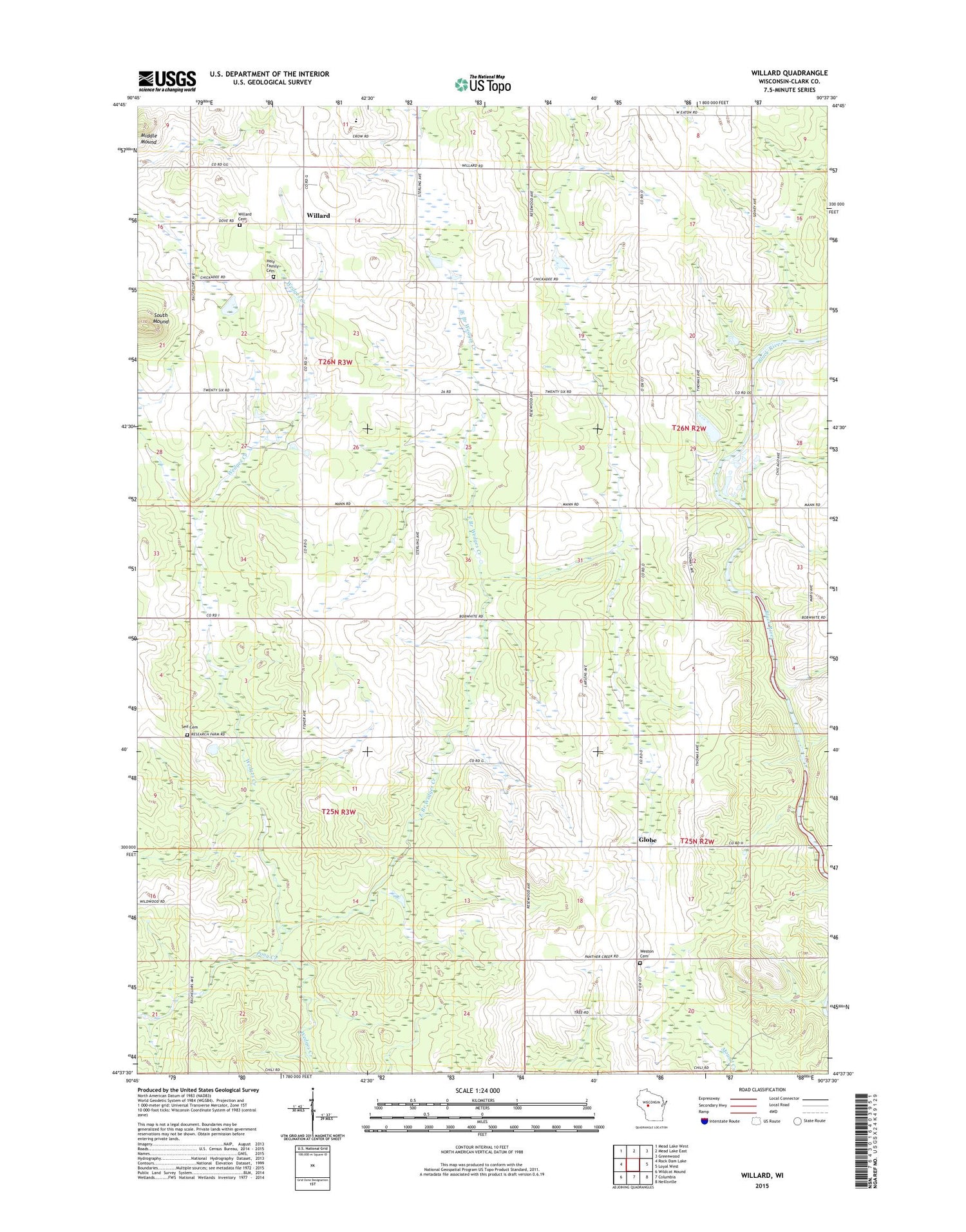 Willard Wisconsin US Topo Map Image