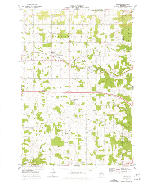 Classic USGS Wilson Wisconsin 7.5'x7.5' Topo Map Image