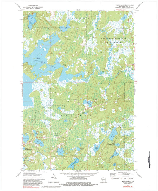 Classic USGS Wilson Lake Wisconsin 7.5'x7.5' Topo Map Image