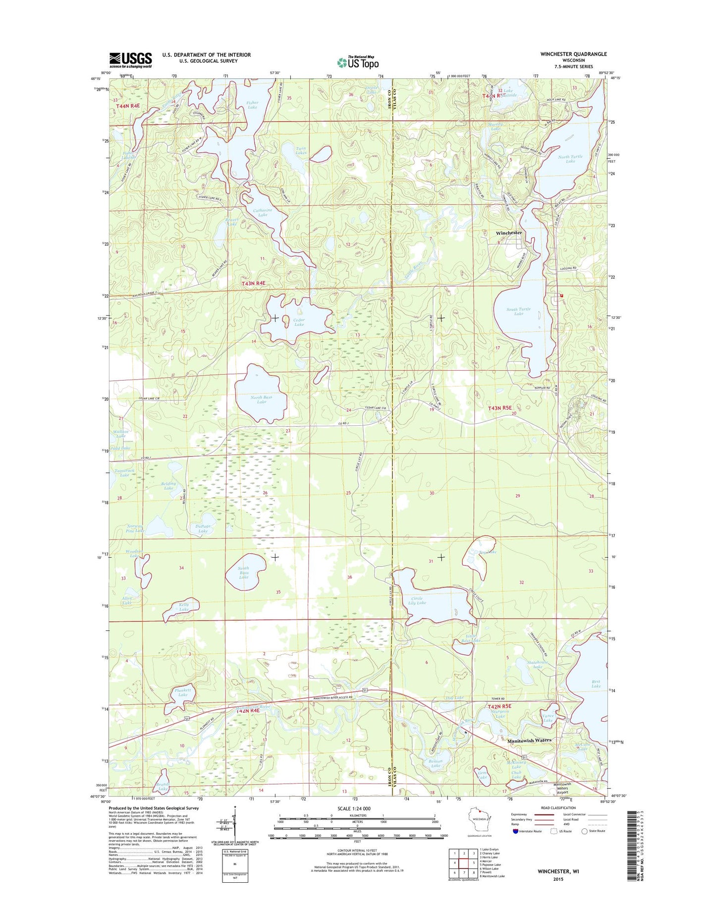Winchester Wisconsin US Topo Map Image