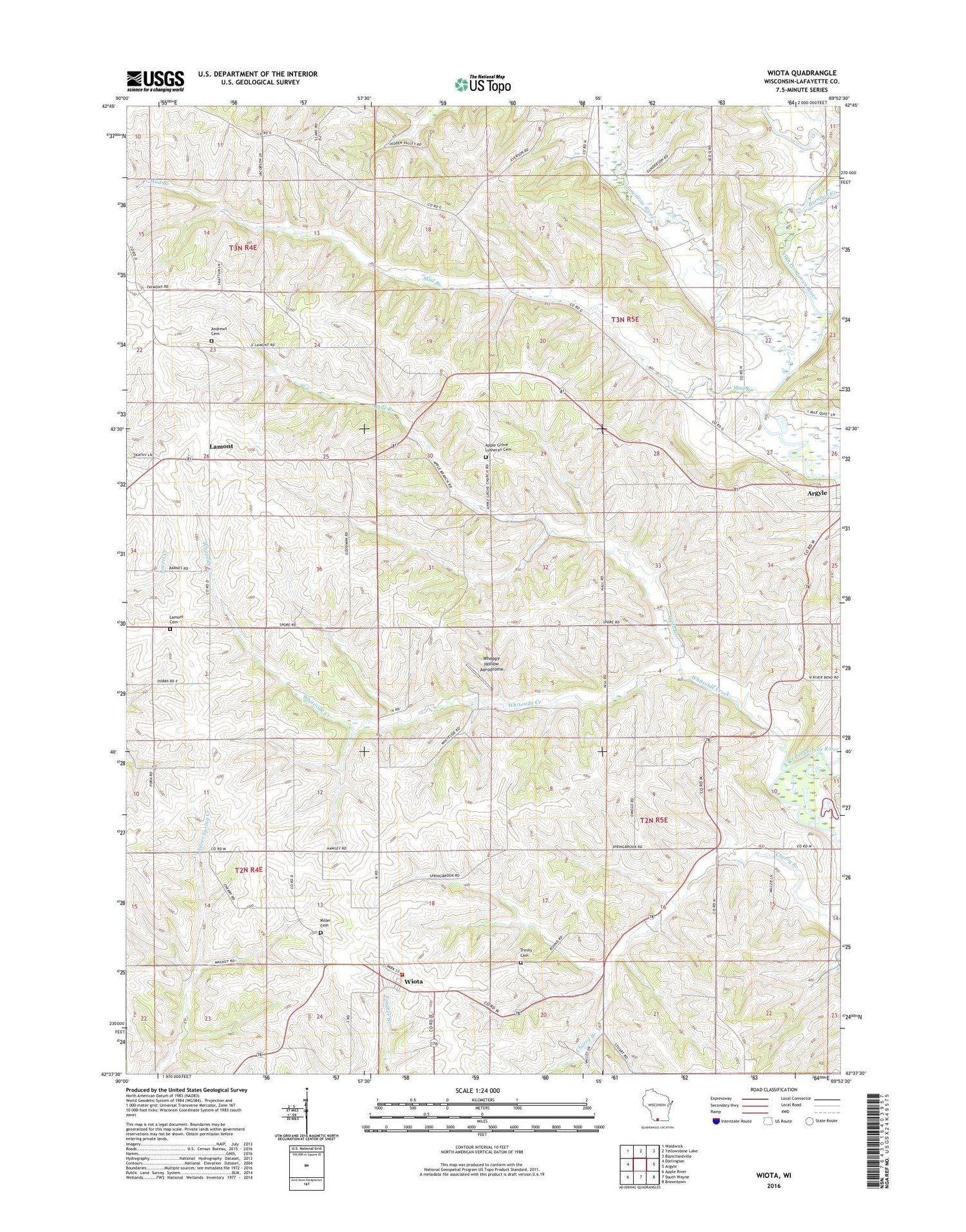 Wiota Wisconsin US Topo Map Image