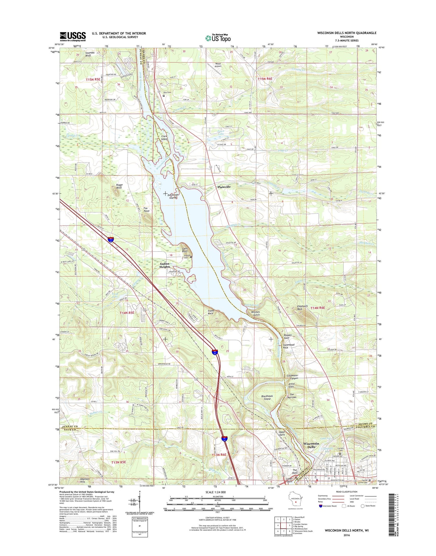Wisconsin Dells North Wisconsin US Topo Map Image