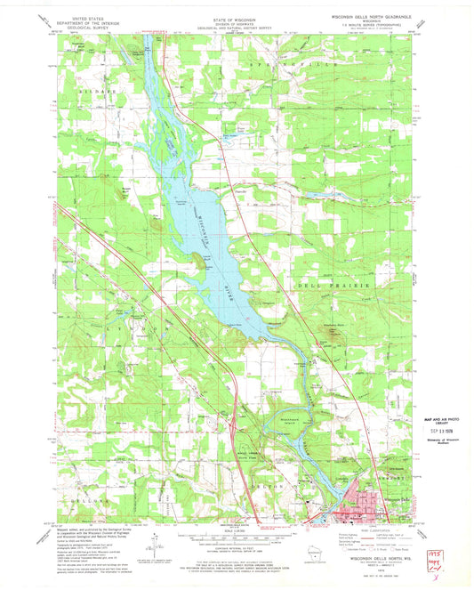 Classic USGS Wisconsin Dells North Wisconsin 7.5'x7.5' Topo Map Image
