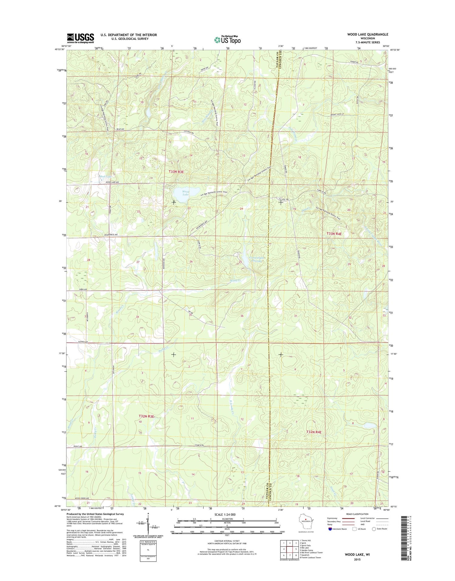 Wood Lake Wisconsin US Topo Map Image