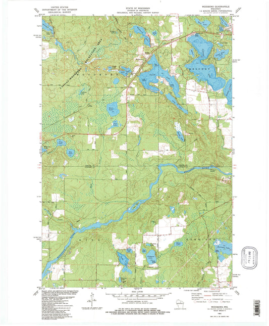 Classic USGS Woodboro Wisconsin 7.5'x7.5' Topo Map Image