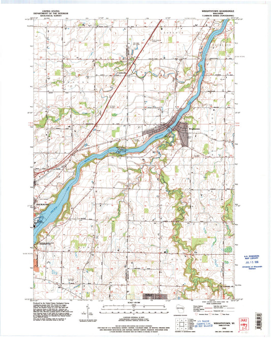 Classic USGS Wrightstown Wisconsin 7.5'x7.5' Topo Map Image