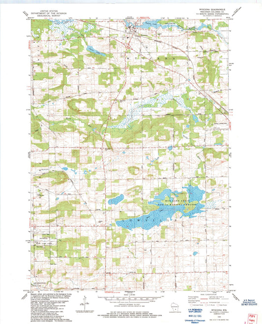 Classic USGS Wyocena Wisconsin 7.5'x7.5' Topo Map Image