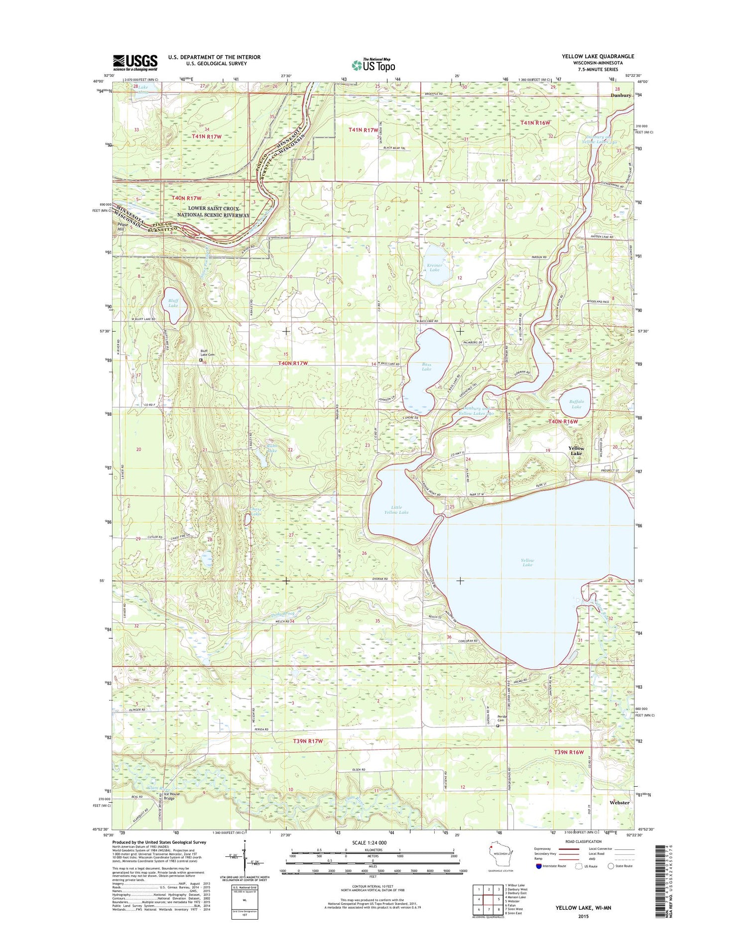 Yellow Lake Wisconsin US Topo Map Image