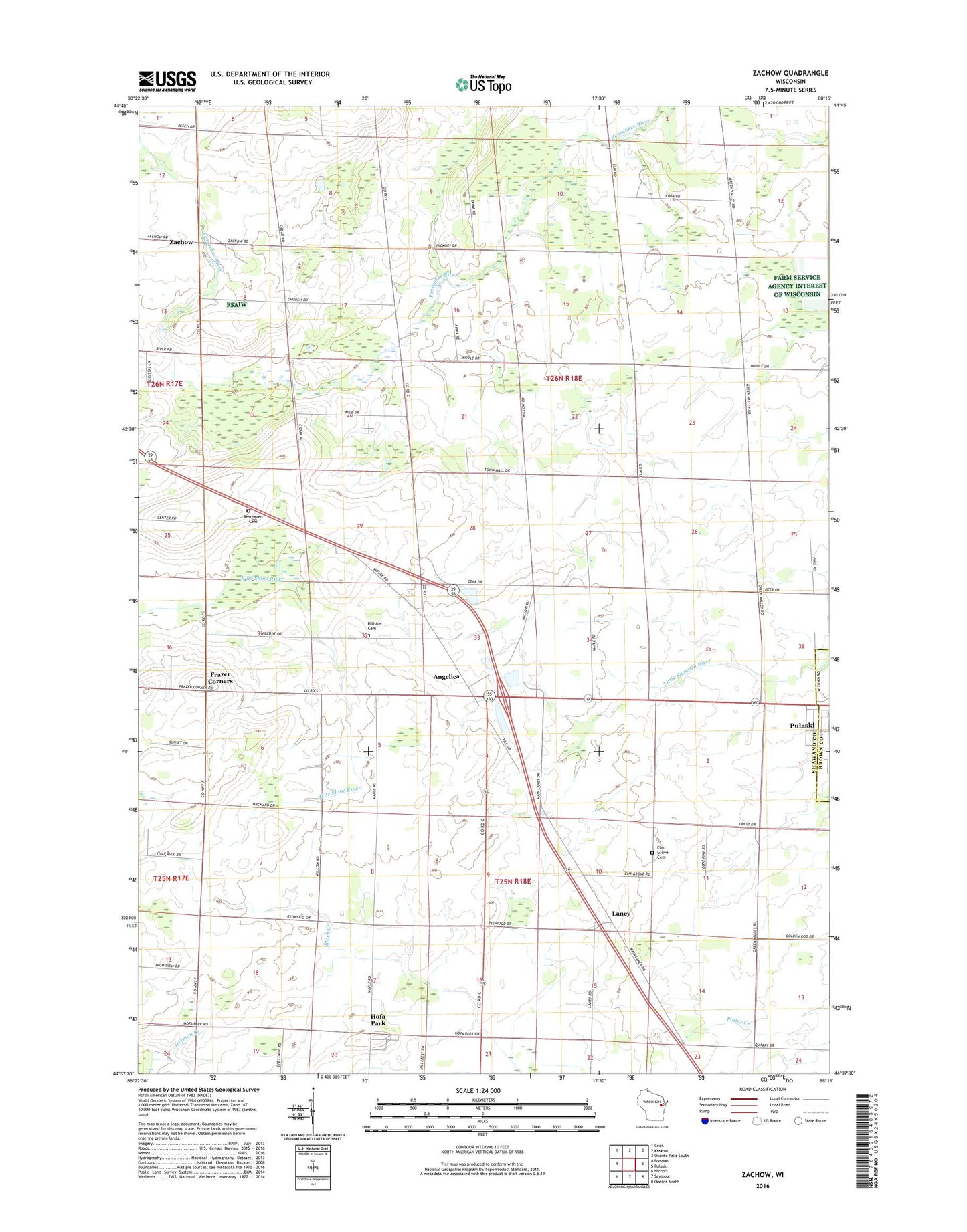 Zachow Wisconsin US Topo Map Image