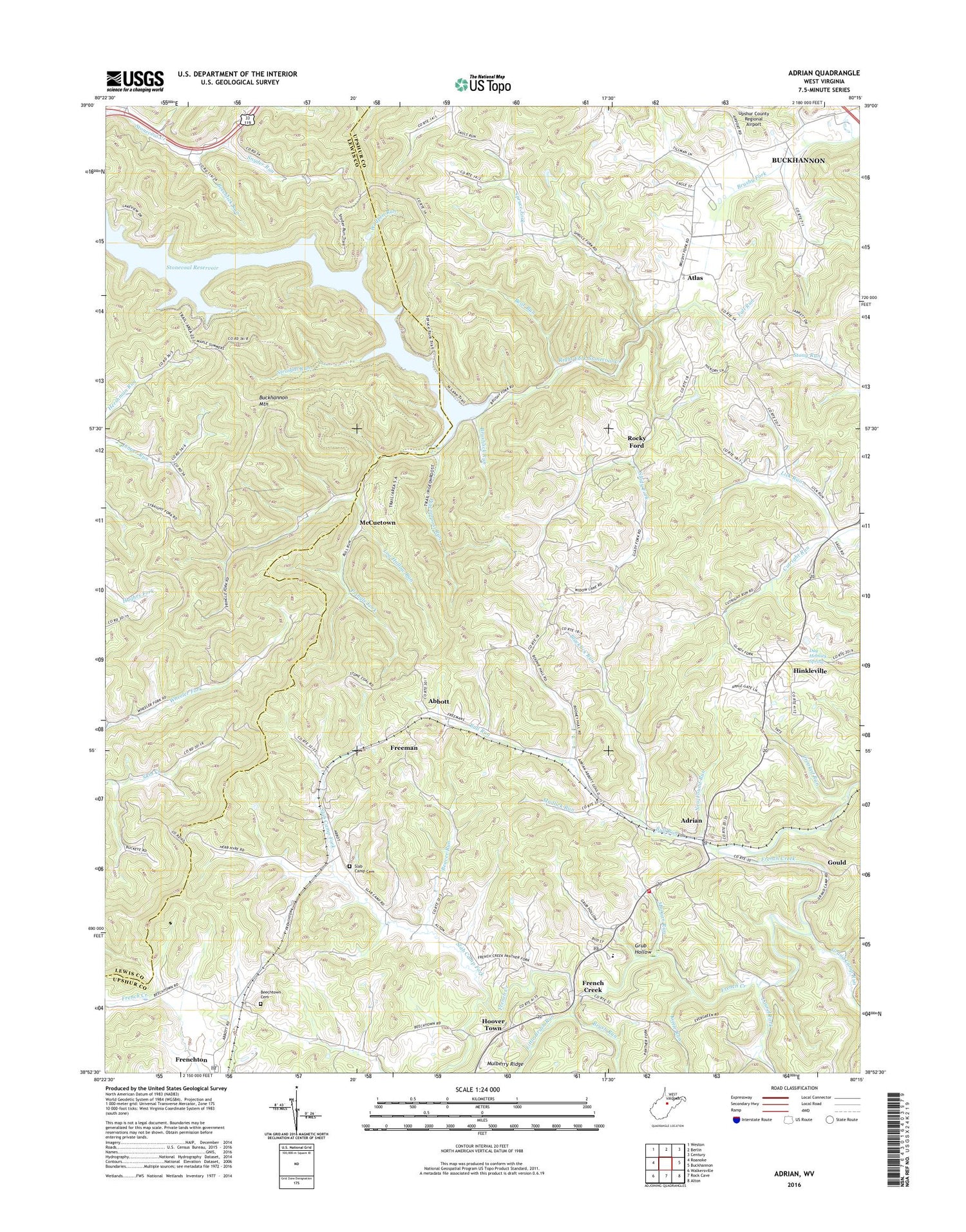 Adrian West Virginia US Topo Map Image