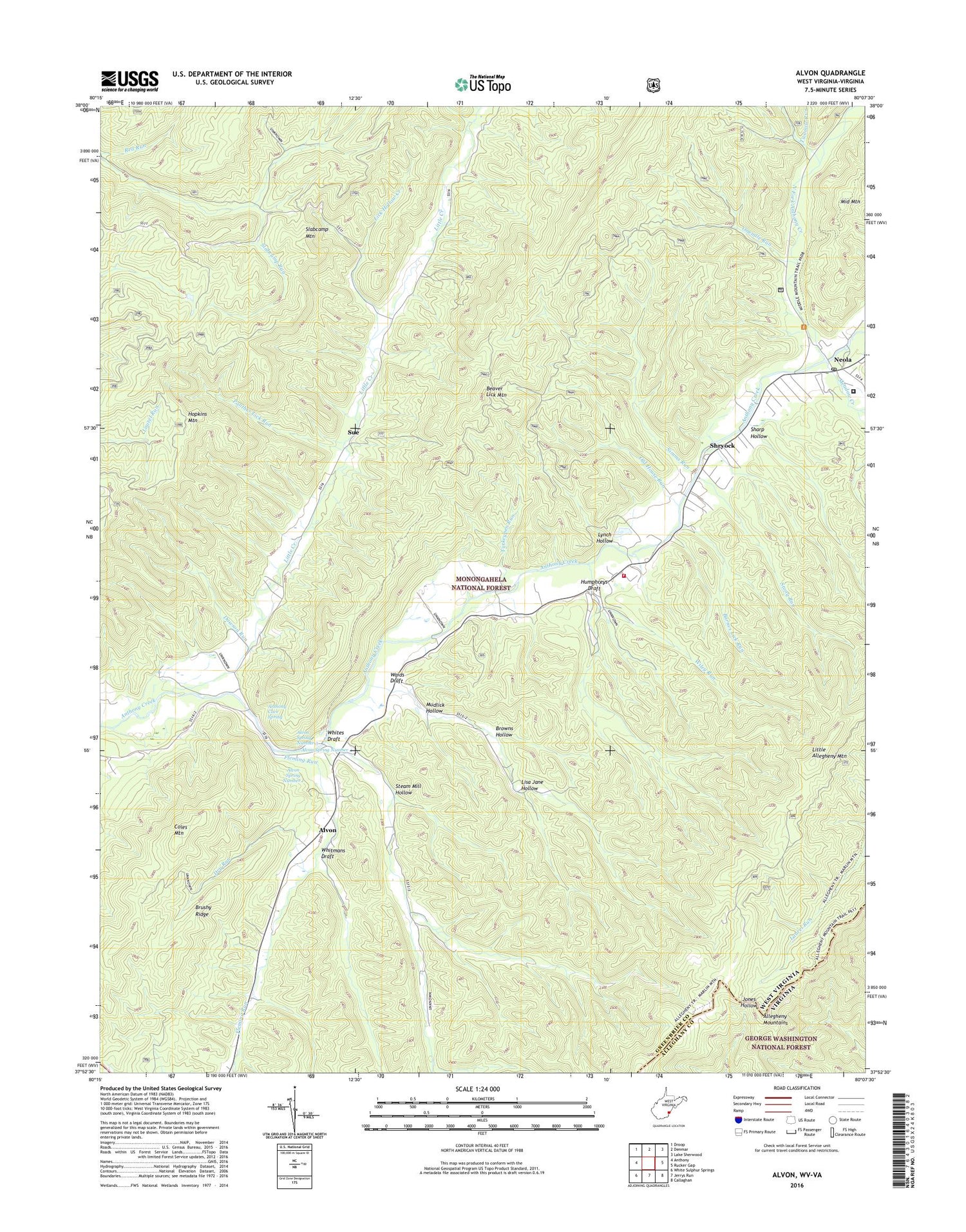 Alvon West Virginia US Topo Map Image
