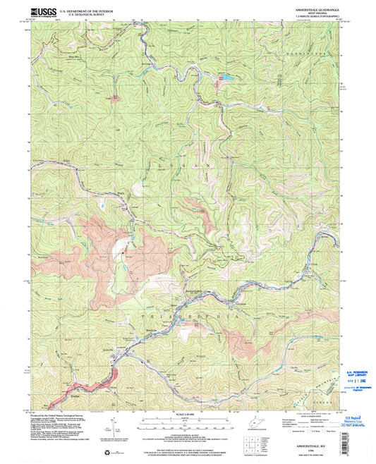 Classic USGS Amherstdale West Virginia 7.5'x7.5' Topo Map Image