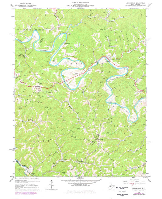 Classic USGS Annamoriah West Virginia 7.5'x7.5' Topo Map Image