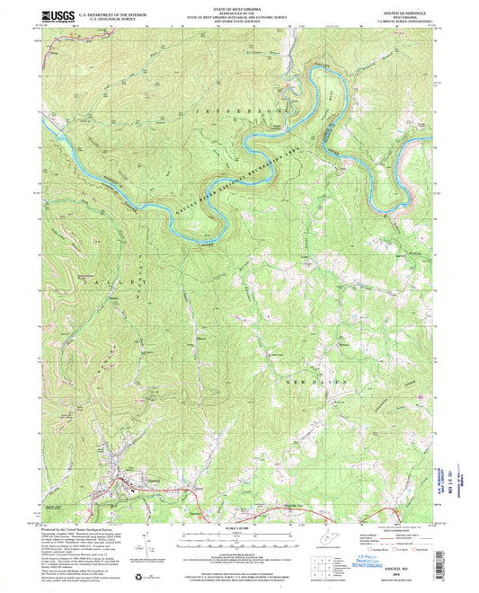 Classic USGS Ansted West Virginia 7.5'x7.5' Topo Map Image