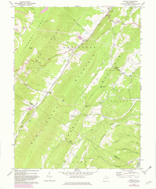 Classic USGS Antioch West Virginia 7.5'x7.5' Topo Map Image