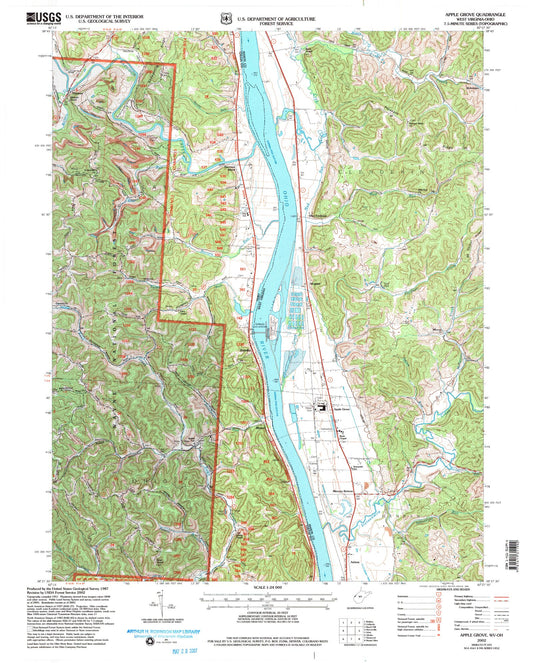 Classic USGS Apple Grove West Virginia 7.5'x7.5' Topo Map Image