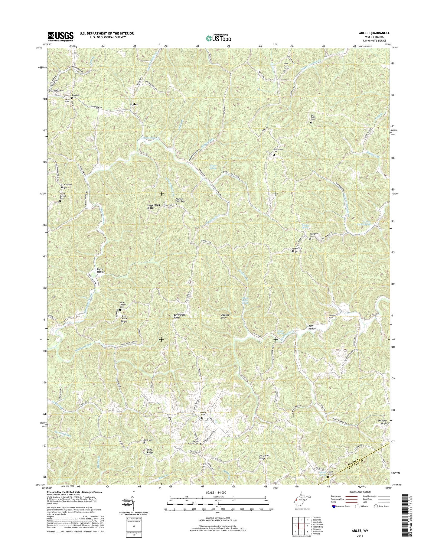 Arlee West Virginia US Topo Map Image