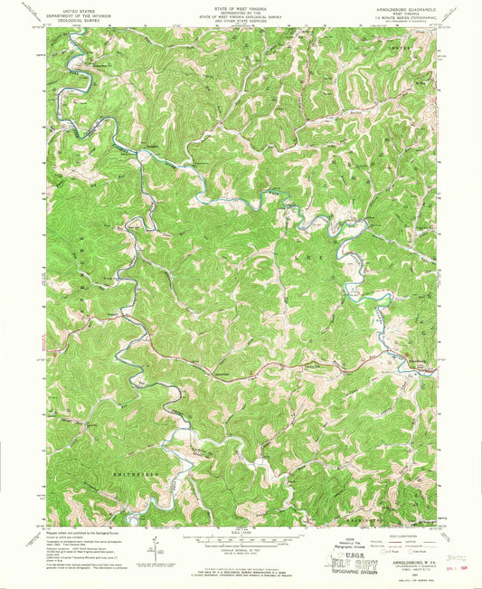 Classic USGS Arnoldsburg West Virginia 7.5'x7.5' Topo Map Image