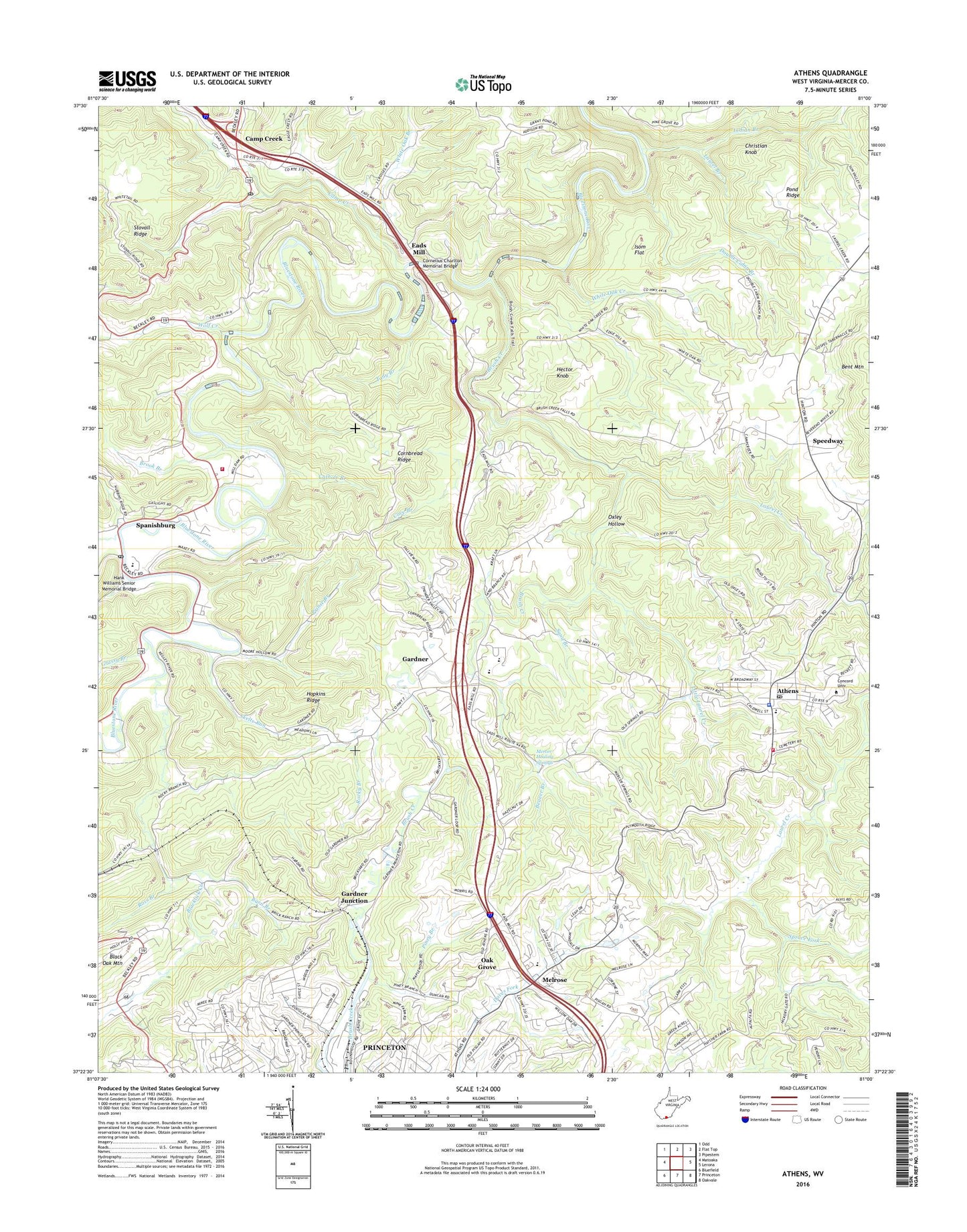 Athens West Virginia US Topo Map Image