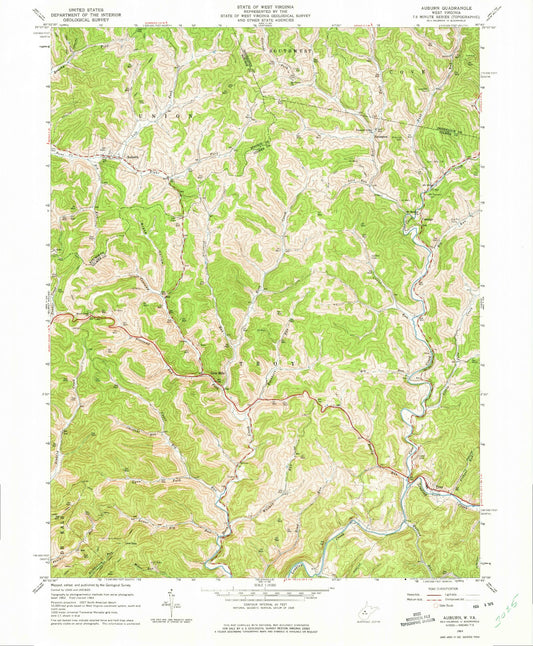 Classic USGS Auburn West Virginia 7.5'x7.5' Topo Map Image
