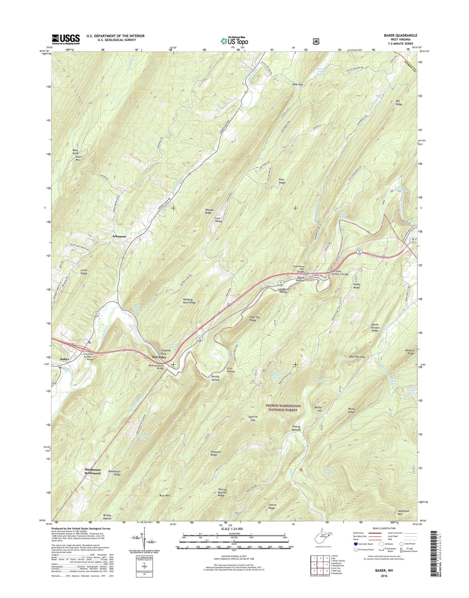 Baker West Virginia US Topo Map Image