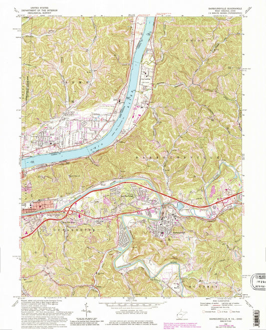 Classic USGS Barboursville West Virginia 7.5'x7.5' Topo Map Image