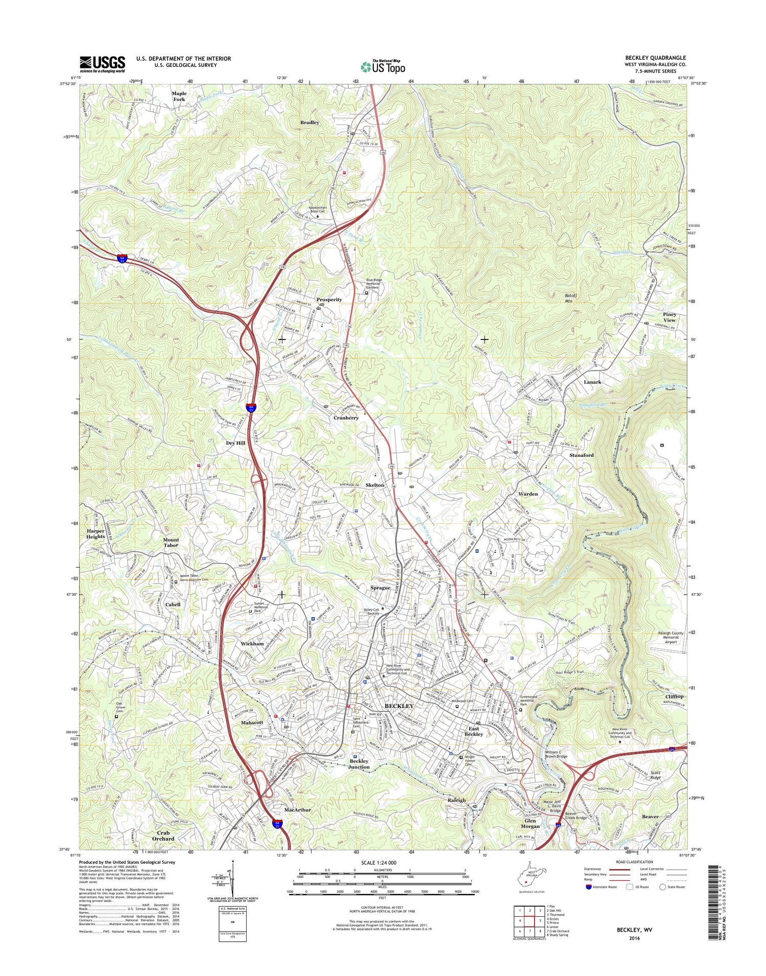 Beckley West Virginia US Topo Map Image