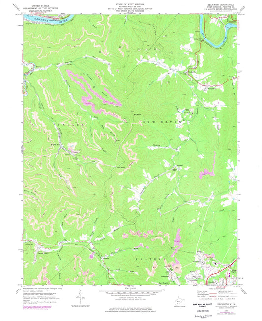 Classic USGS Beckwith West Virginia 7.5'x7.5' Topo Map Image